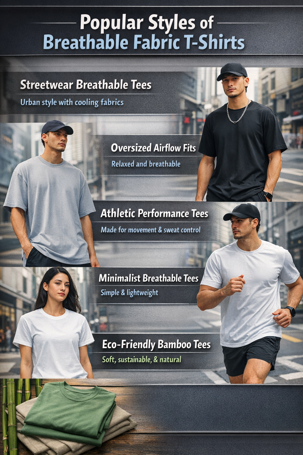 breathable T-shirt styles streetwear athletic minimalist