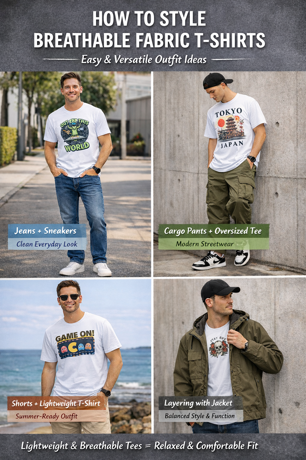 breathable fabric T-shirt outfit summer streetwear