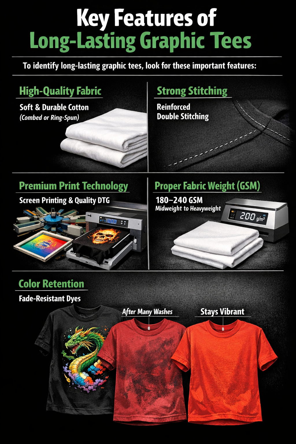 durable cotton fabric and stitching graphic T-shirt