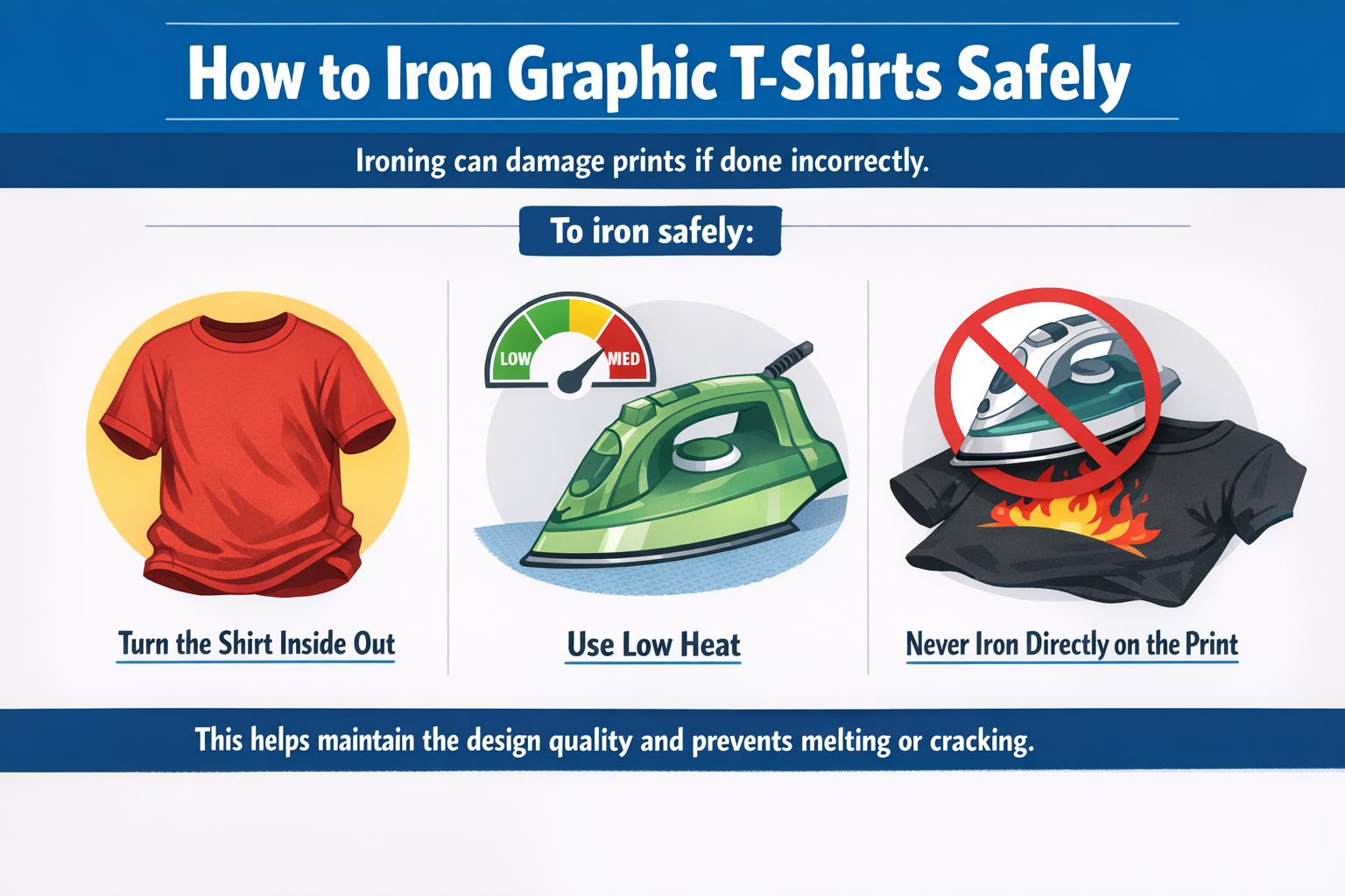 ironing graphic T-shirt inside out low heat