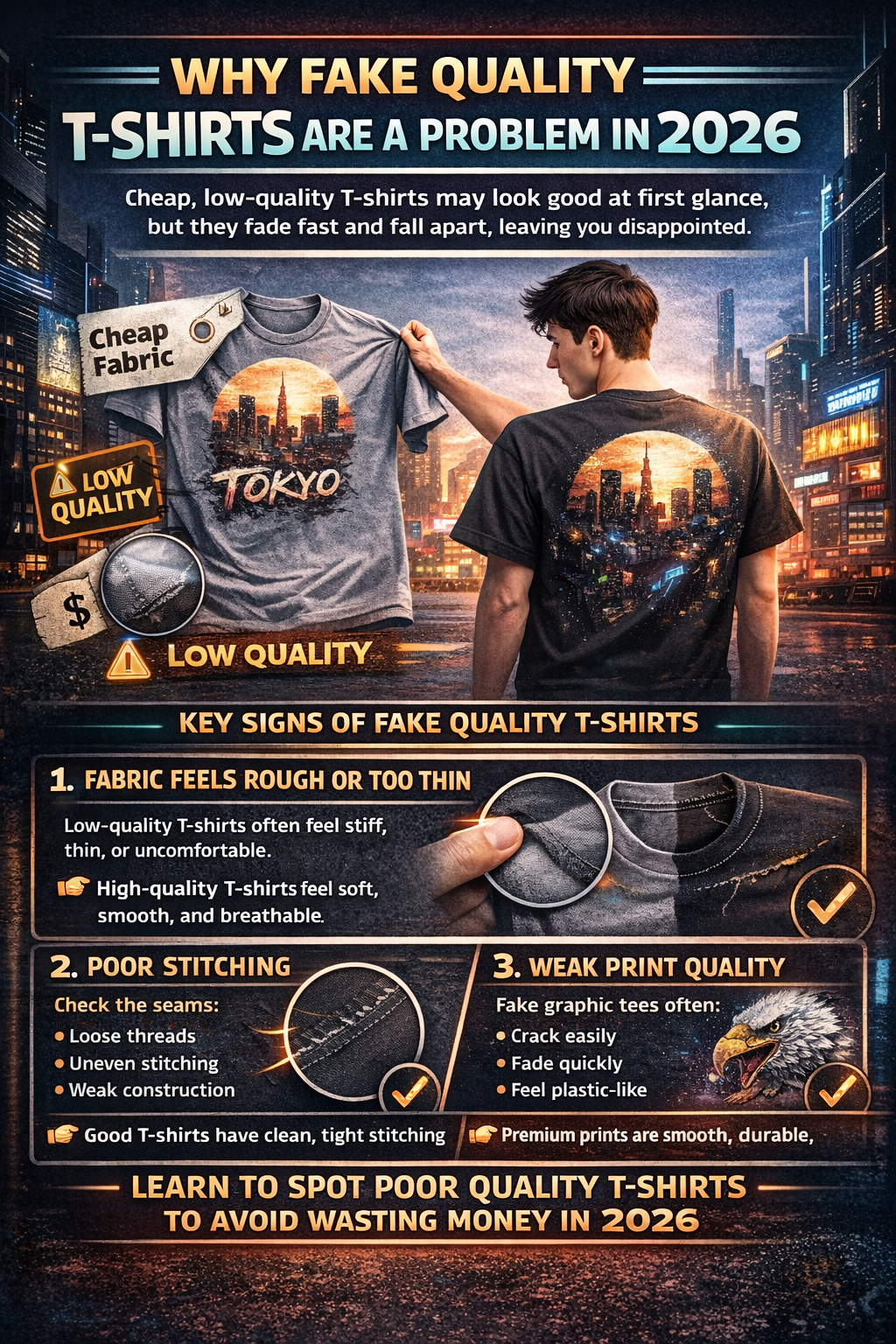 ake vs real T-shirt stitching and fabric comparison