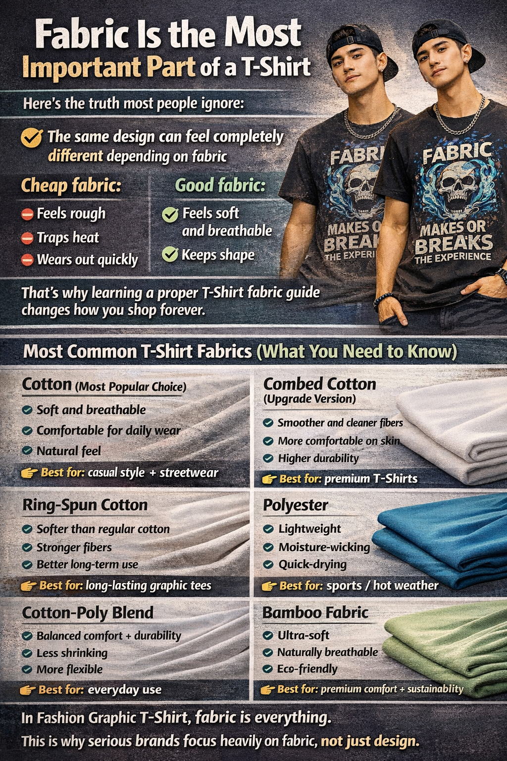 cotton vs polyester vs bamboo T-shirt fabric comparison