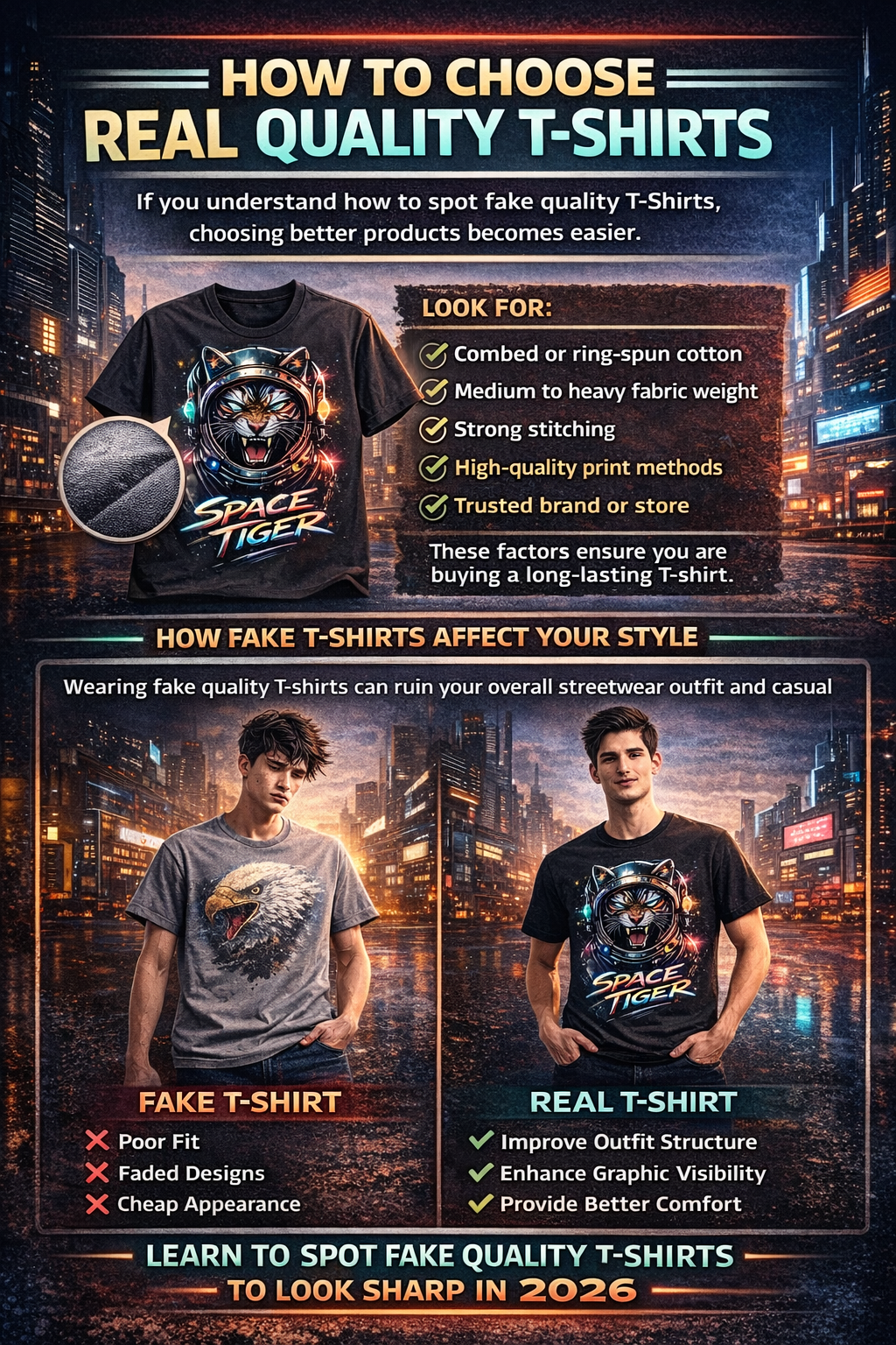 high quality streetwear outfit vs low quality T-shirt fit