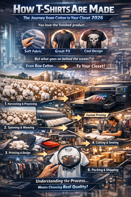 how T-shirts are made cotton to finished shirt manufacturing process