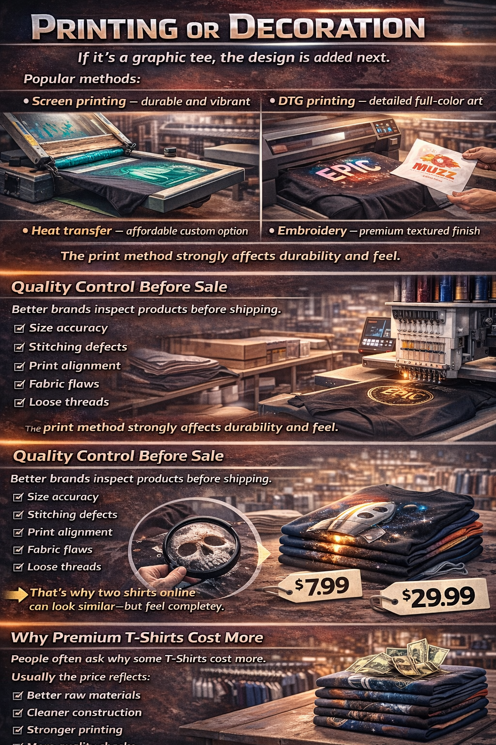 premium T-shirt quality comparison finished cotton shirt close up