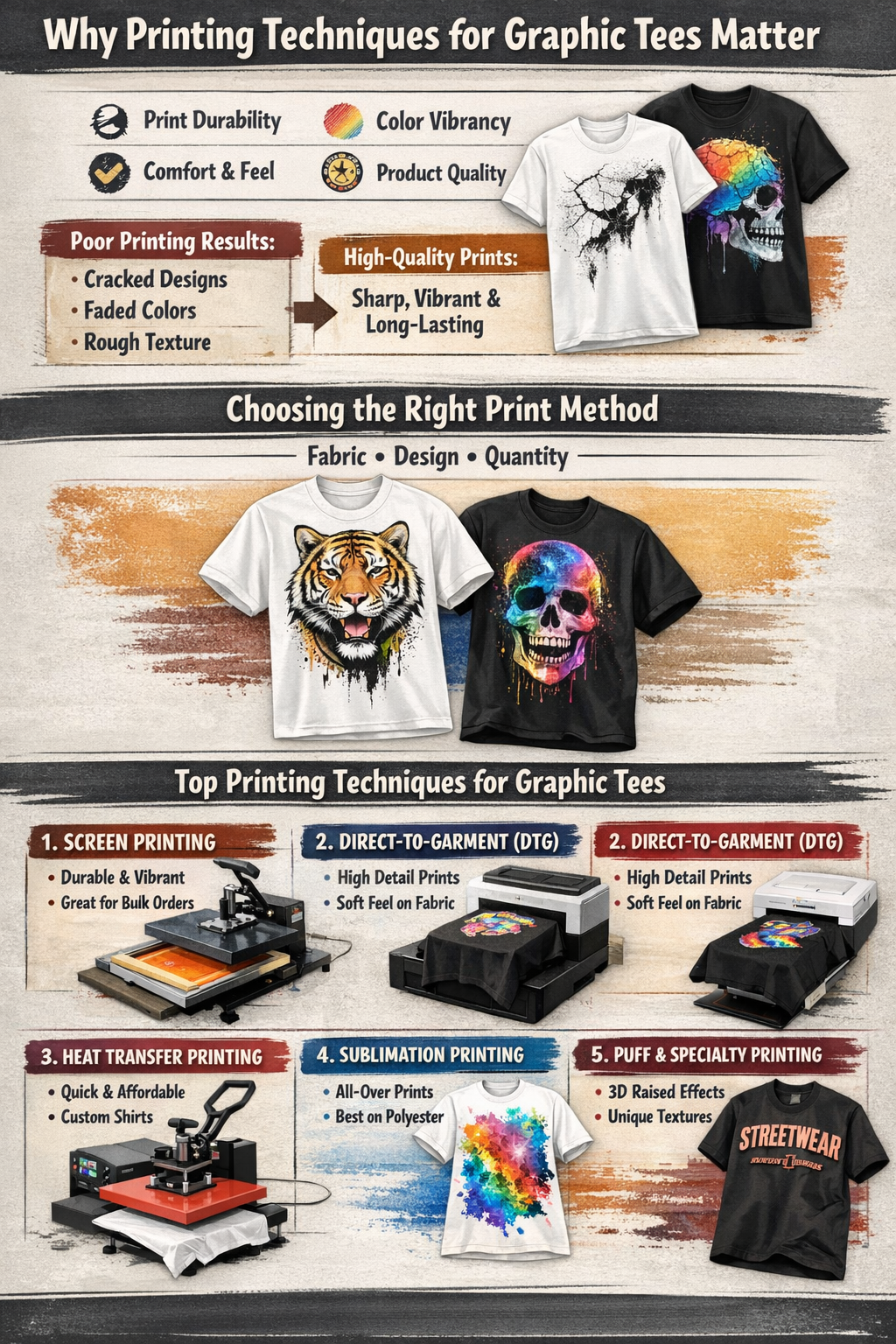 screen printing vs dtg vs heat transfer comparison