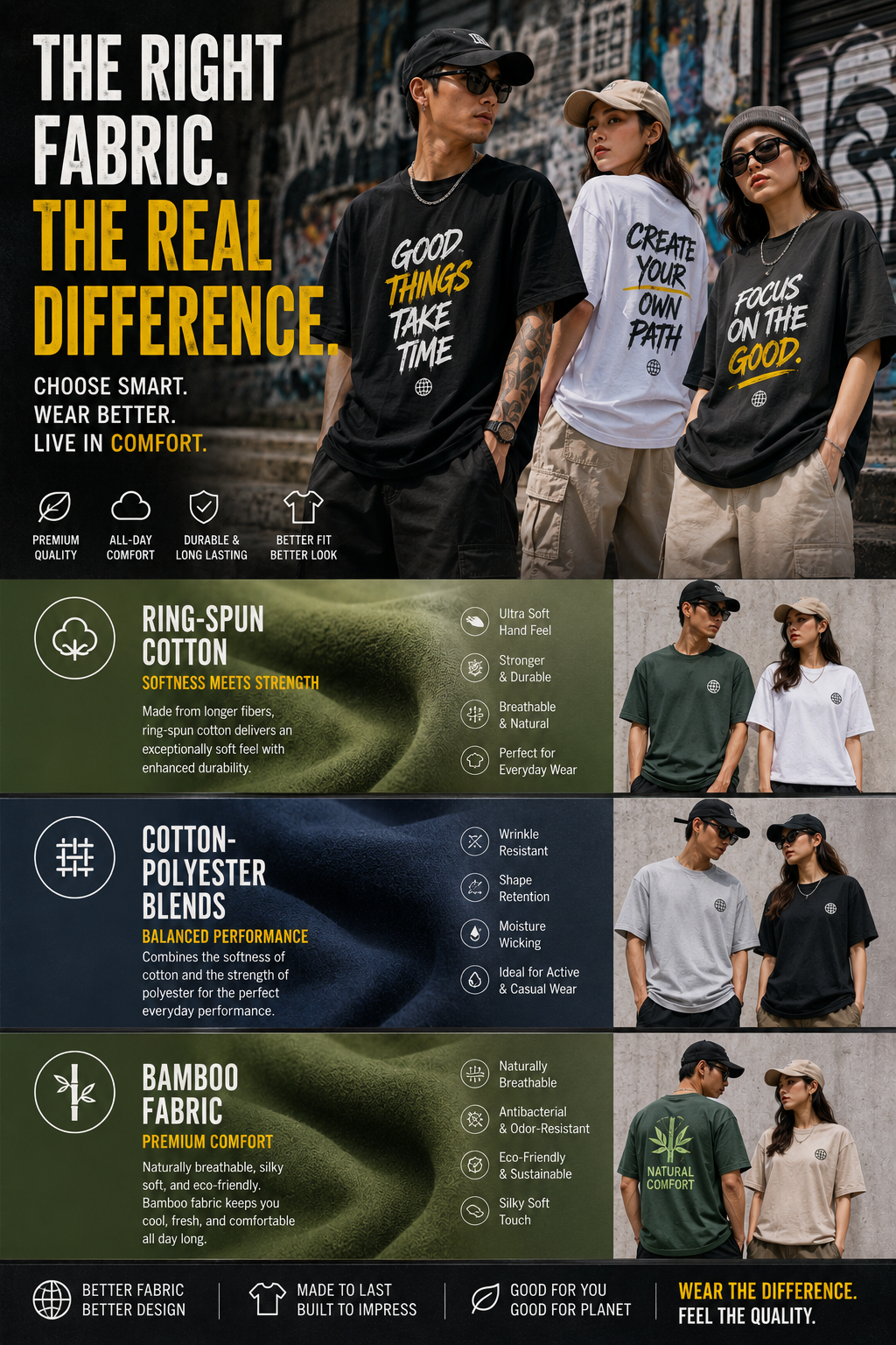 bamboo fabric T-shirt soft breathable premium material